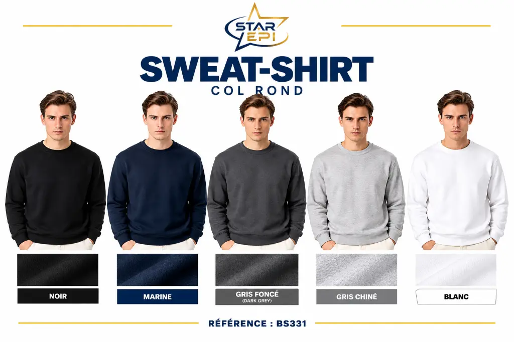 Sweat-shirt BS331 en cinq coloris.webp